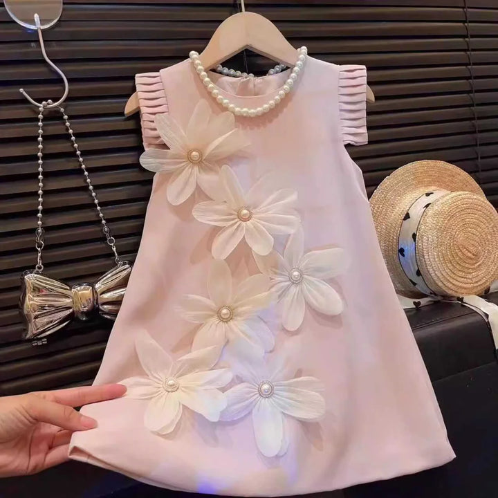 Florecer Real: Vestido Princesa con Flores 3D para Niña