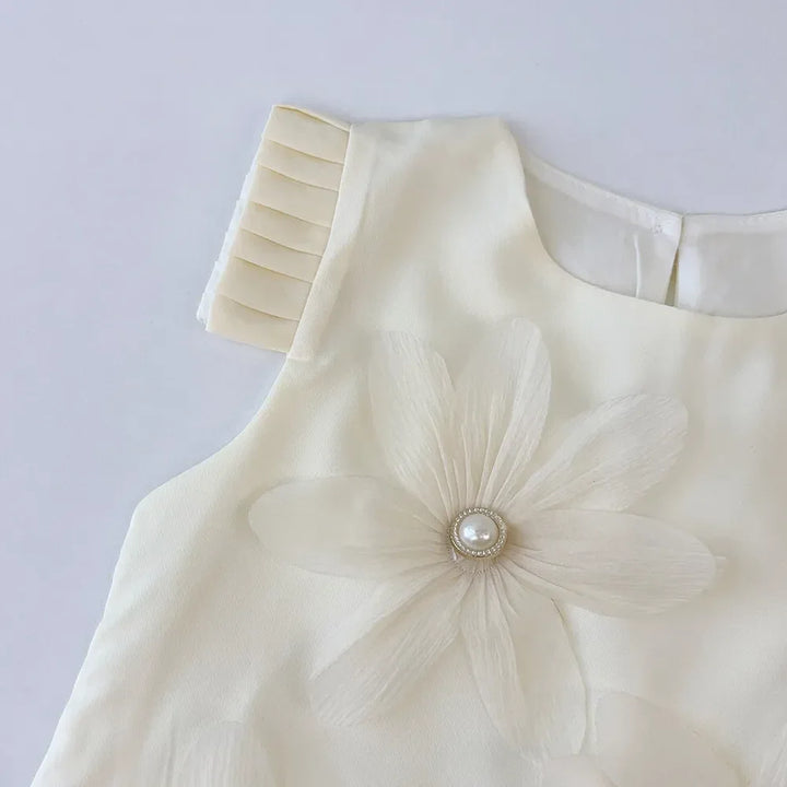 Florecer Real: Vestido Princesa con Flores 3D para Niña