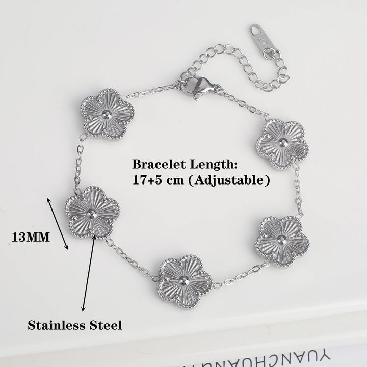 DoradoEncanto: Pulsera Ajustable de Trébol de Cinco Hojas