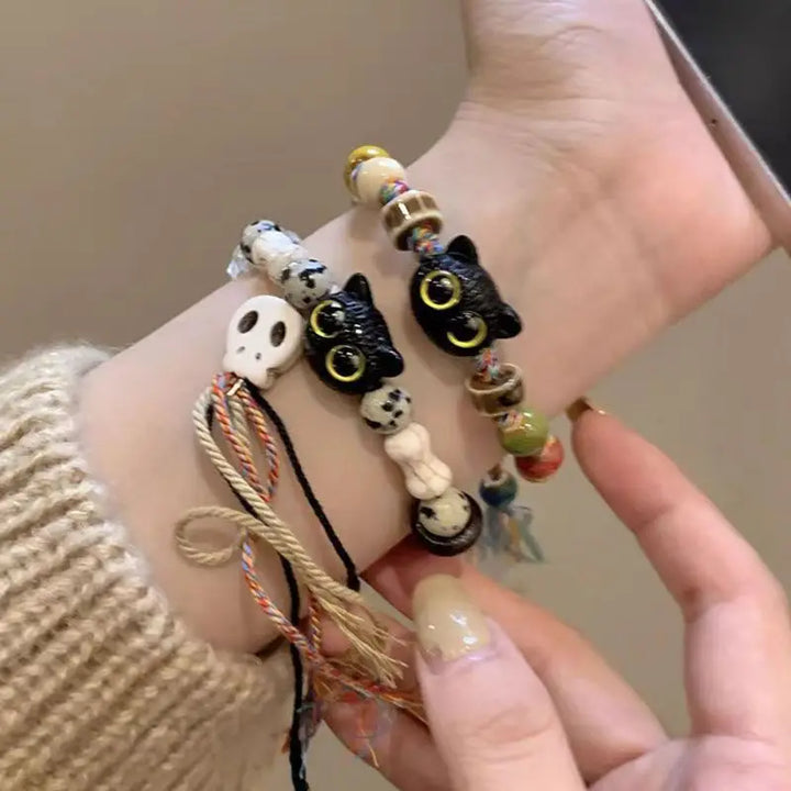 GatoDivertido: Pulsera de Encanto con Gato Cartoon