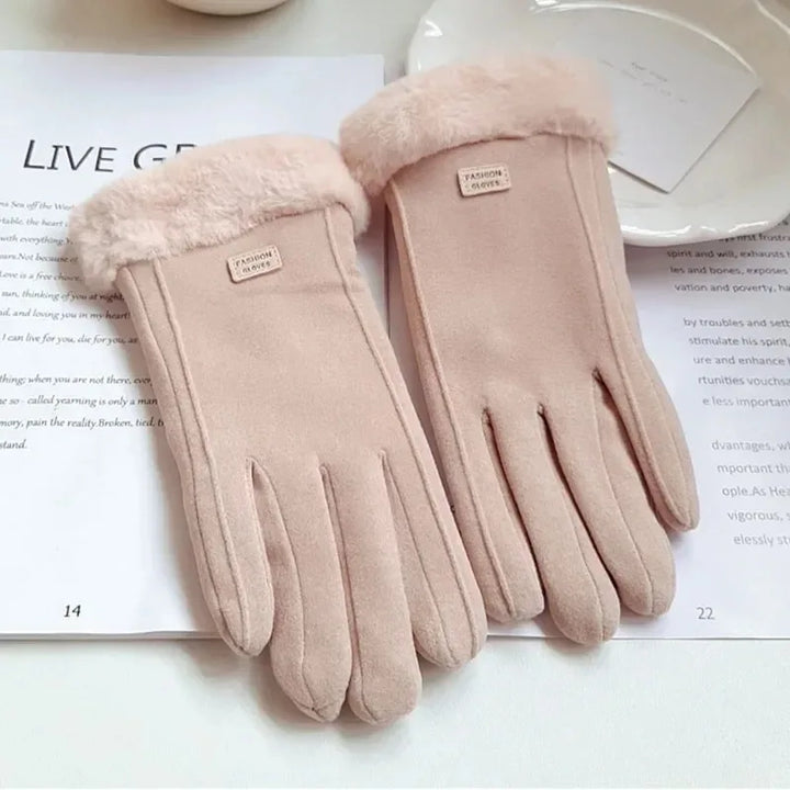 Women Winter Thick Plush Gloves Fashion Warm Suede Outdoor Guantes Lady Touchscreen Driving Gloves Sports Cycling Mittens