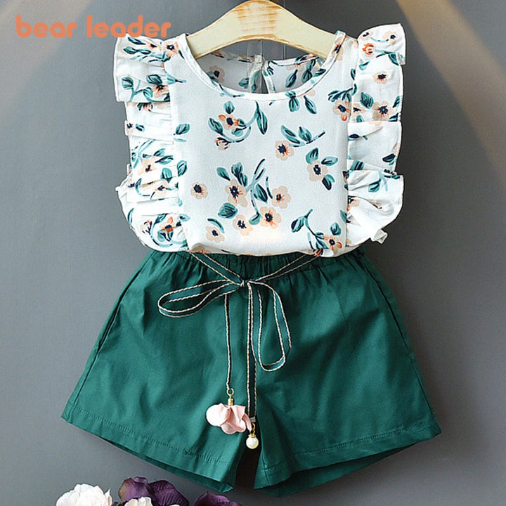 Conjunto Floral de Otoño para Niña Bear Leader